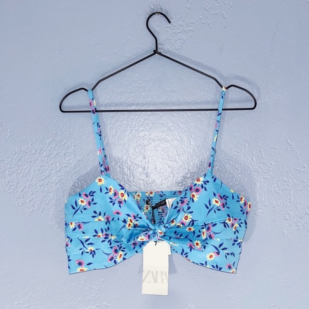Zara BLUE FLORAL CAMI TOP XLG